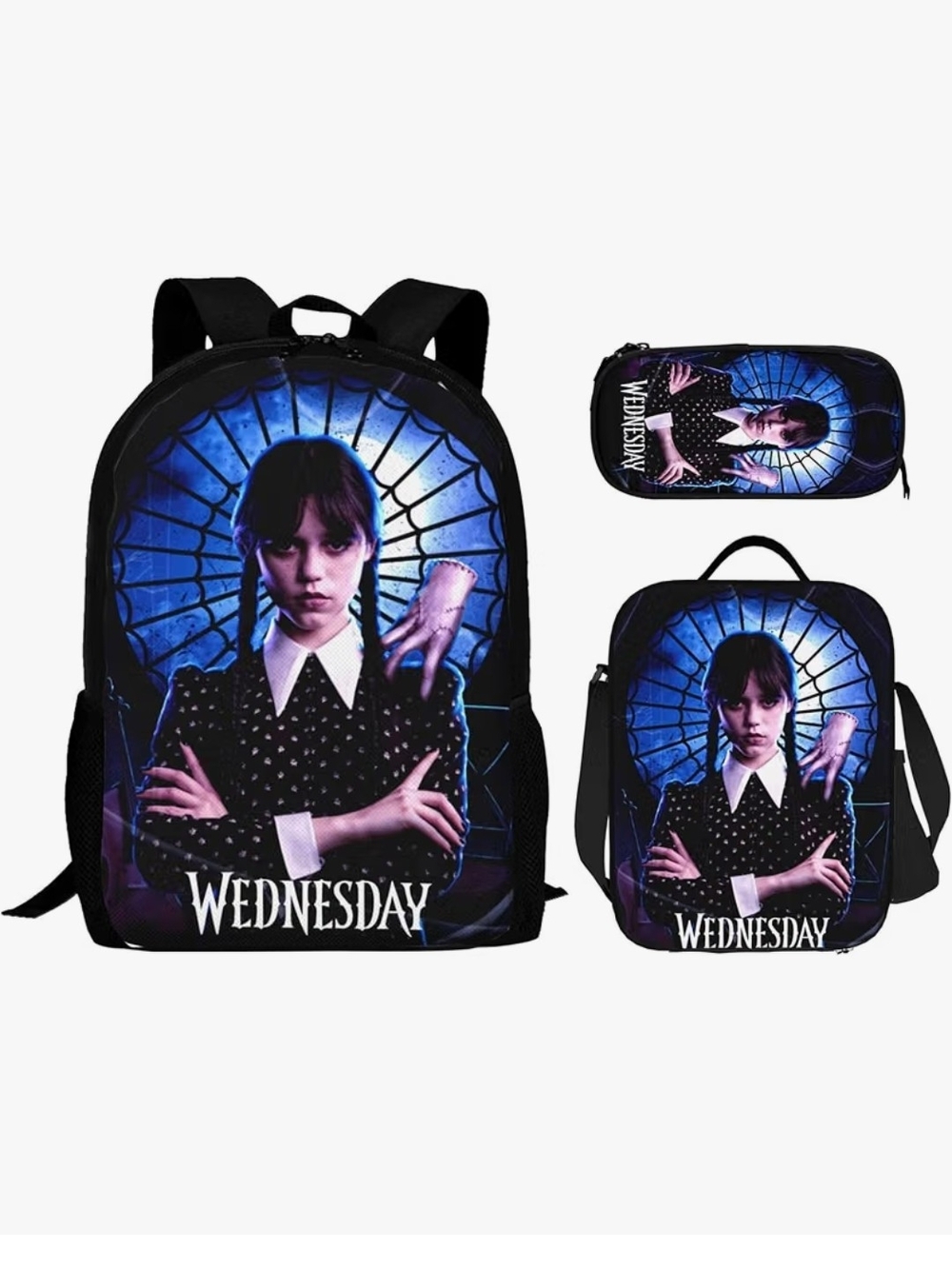 Wednesday-themed Black & Blue Backpack Set